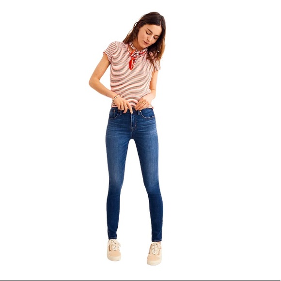 Madewell 10" High-Rise Skinny Jeans in Danny Wash: TENCEL™ Denim Edition Sz 26 - Picture 1 of 13